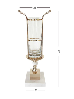 Ваза стеклянная Cote Noire Gold Urn на подставке из белого мрамора с золотым декором