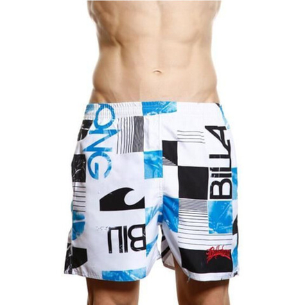 Мужские пляжные шорты Super Dy белые с голубым принтом Billa