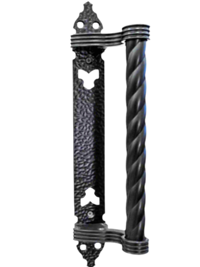 Кованая дверная ручка 340х50мм., Захват 200мм. Витая труба 25мм