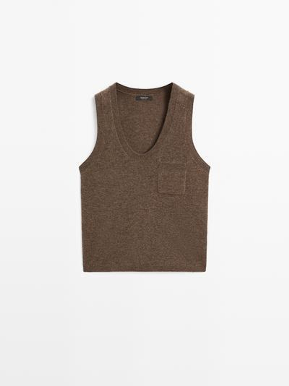 Massimo Dutti Топ из смесовой шерсти с карманом, коричневый
