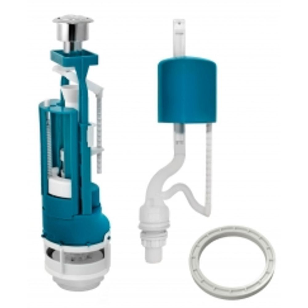 Арматура для бачка унитаза нижняя, 1/2", двухрежим, кноп, хром, Инкоэр, СБ2-НпрНРФ-АА-В Р