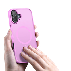 Прозрачный матовый чехол розового цвета и с MagSafe для iPhone 16 Plus, серия Yind Series от Dux Ducis