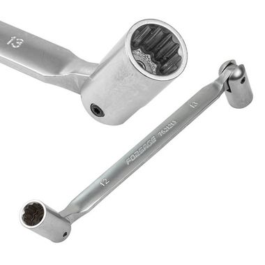 Ключ торцевой шарнирный двухсторонний 12х13мм на пластиковом держателе Forsage F-7521213