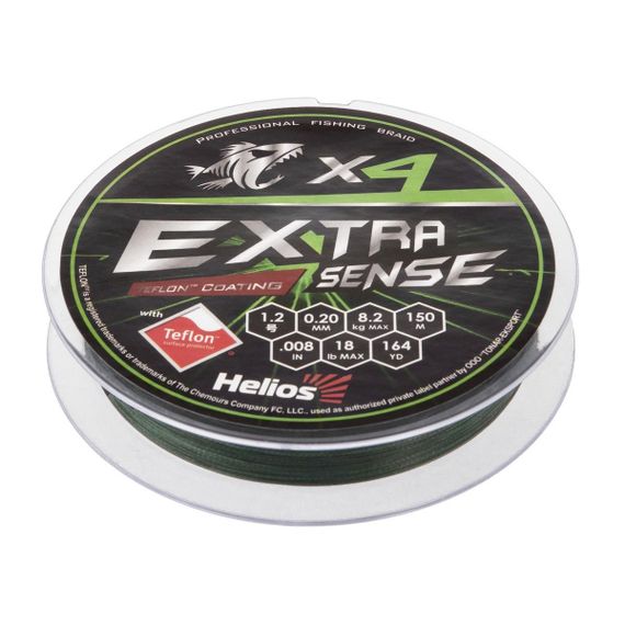 Шнур Helios Extrasense X4 PE Green 150m  1.2/18LB 0.20mm (HS-ES-X4-1.2/18LB)