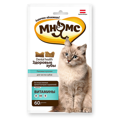 Лакомство для кошек Мнямс хрустящие подушечки "Здоровые зубы", 60 г