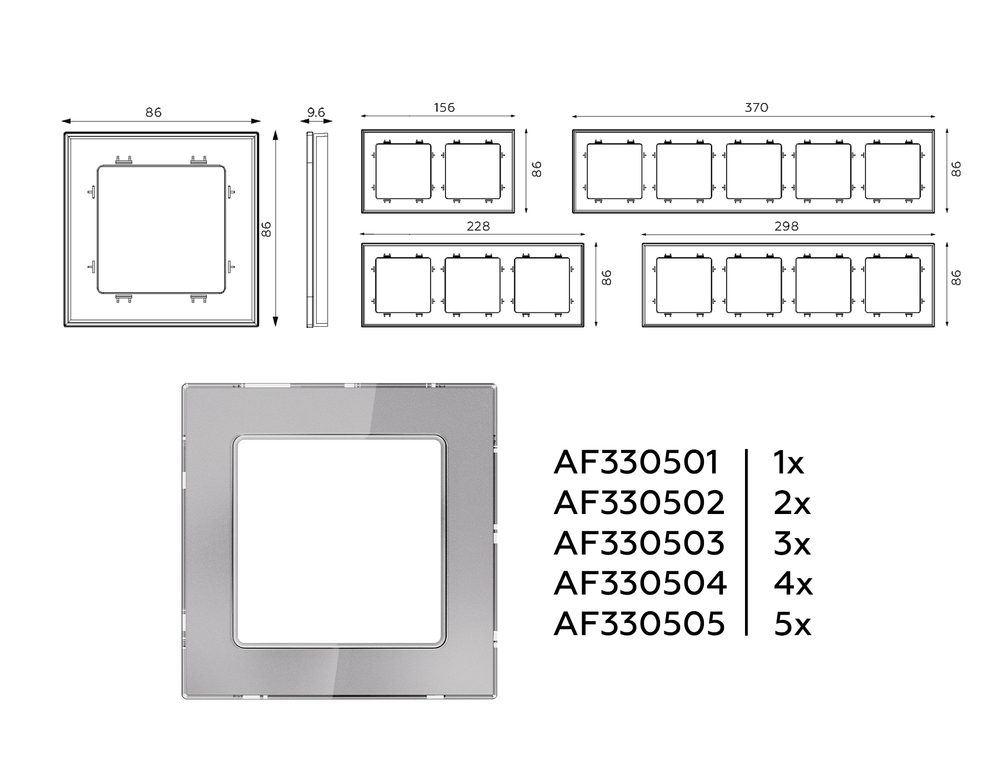 AF330503 Рамка ALFA Platos (Сталь Стекло органическое) 3-ая