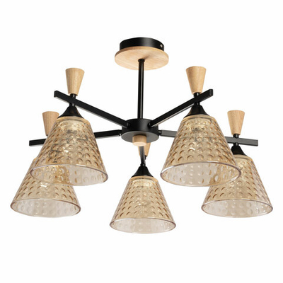 Люстра потолочная De City Dela, 5 ламп, 300Вт, 15 м2, черный