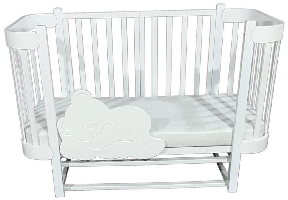 Детская кроватка Oliver Miley продольный маятник 3 в 1 белый/белый