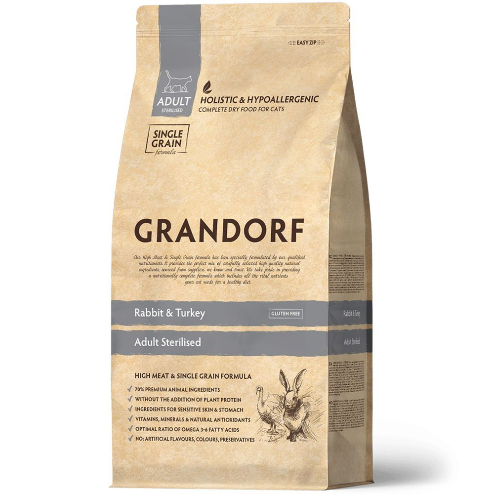 Grandorf Cat Sterilised корм сухой для кошек кролик с индейкой