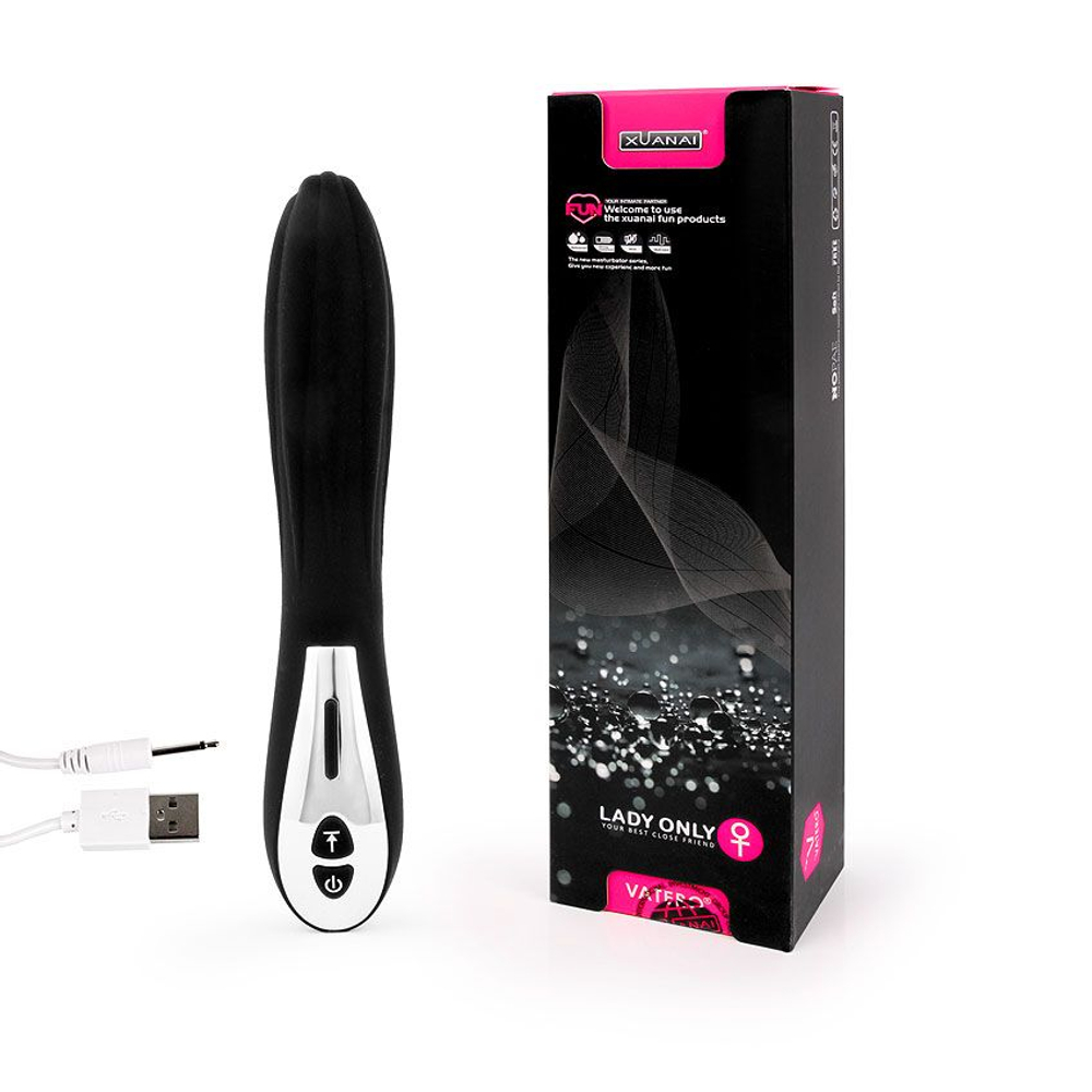 Черный вибромассажер с 12 режимами вибрации - 23 см. (Цвет: черный)