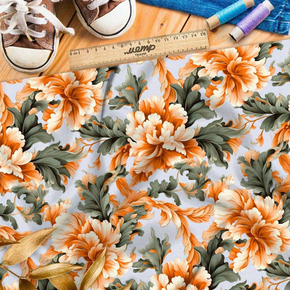 Ткань премиум дюспо экзотический цветок