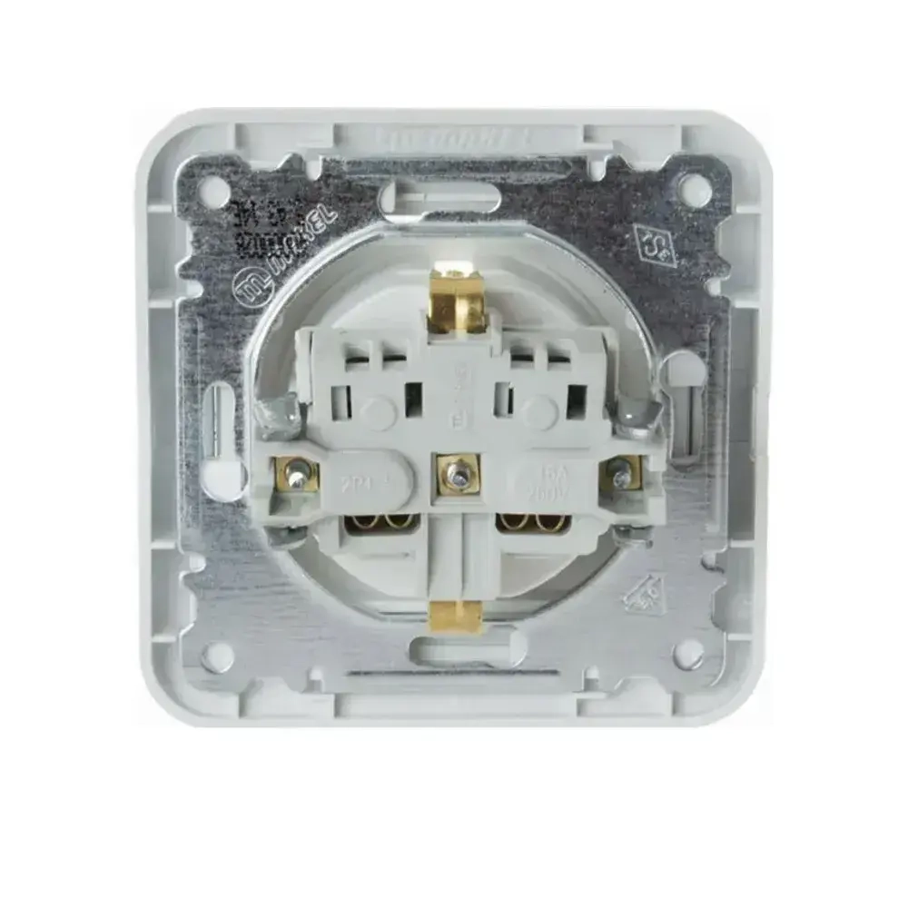 Розетка 70028 Lilium Makel одинарная с заземлением белая