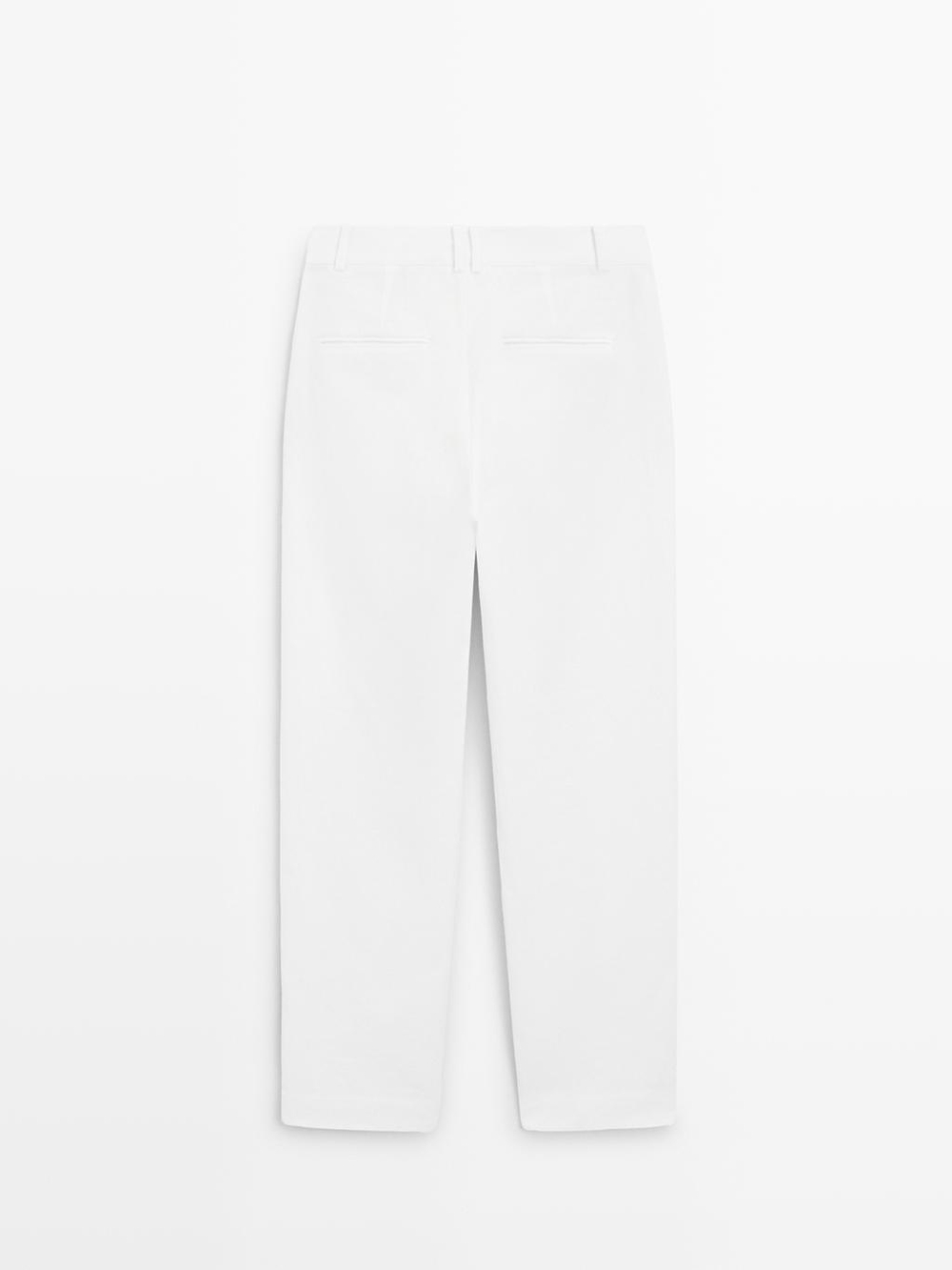 Massimo Dutti Брюки приталенного кроя из смесовой льняной ткани, экрю