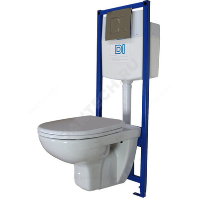 Комплект 4 в 1 инсталляция + кнопка смыва хром + унитаз подвесной сиденье полипропилен Элеганс Rosa (Кировская керамика)