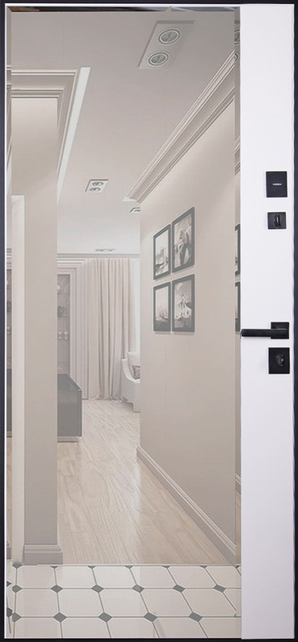 Стальная дверь "Сапсан" с зеркалом (адаптивная замковая часть)