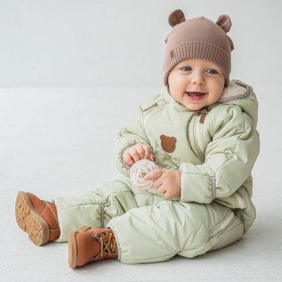 Demi-season puffer jumpsuit 3-18 months - Desert Sage