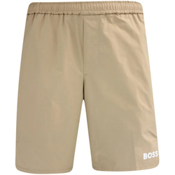 Мужские теннисные шорты BOSS x Matteo Berrettini Stretch-Poplin Shorts with Contrast Logo - medium beige