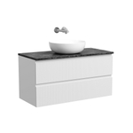 Тумба подвесная Sancos Snob R, Bianco 995х445х500, под столешницу без отверстия под смеситель, цвет Black Sky