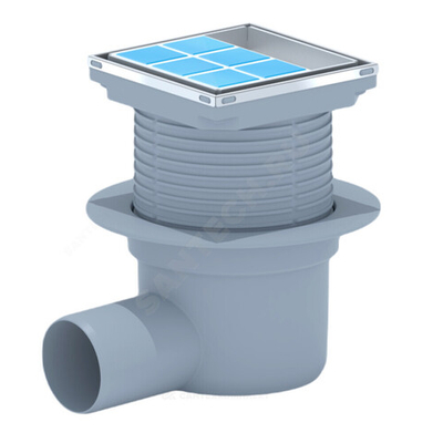 Трап регулируемый Дн 50 с нержавеющей решёткой 100х100мм горизонтальный выпуск АНИ Пласт TA5802