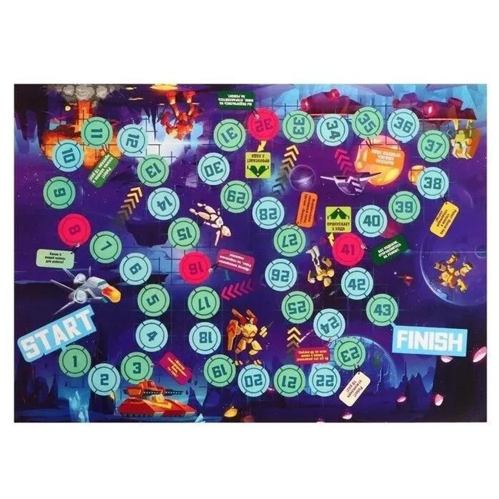 Игра-ходилка, Ракета "Робовойны", 3 +, размер игрового поля 420 х 300 мм, в комплекте кубик, 4 фишки, пакет с европодвесом
