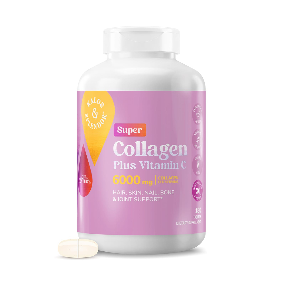 21st Century, Kalos & Splendor™, Super Collagen, коллаген с витамином C, 180 таблеток