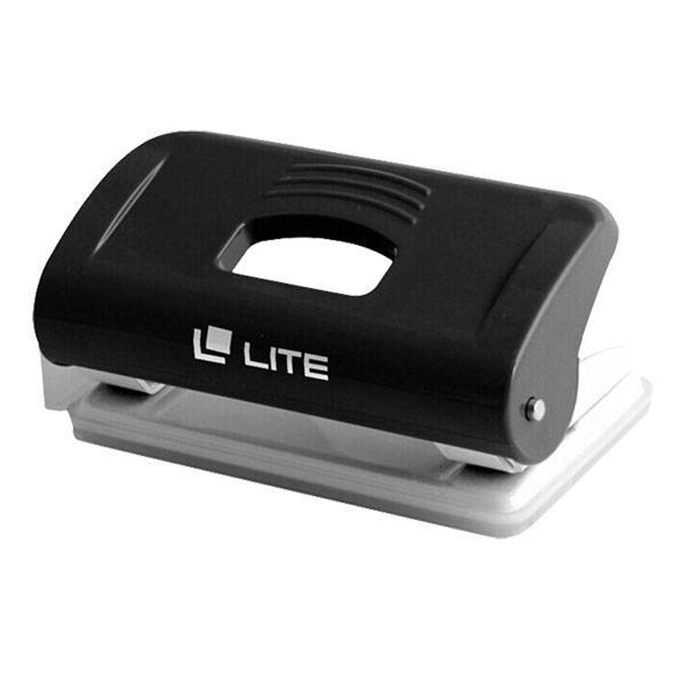 Дырокол LITE 10 л. 2 отвер. пластик черный линейка форматов