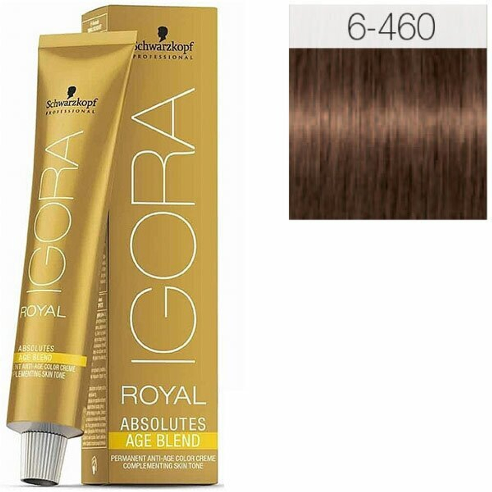 Краска Schwarzkopf Igora Royal Absolutes Age Blend 6-460 (темный русый бежевый шоколадный) – 60 мл