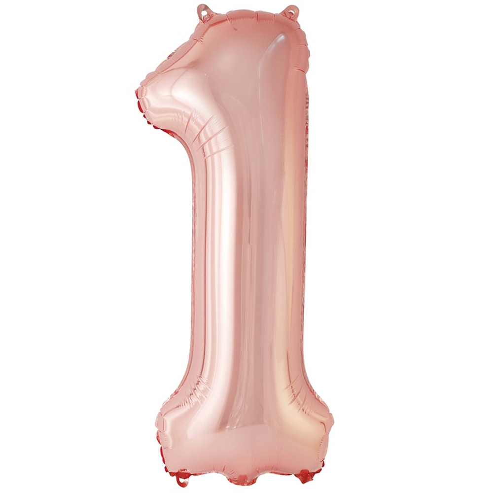 Шар фольгированный Цифра 1 101 см (Розовое Золото)