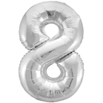 Шар фольгированный Цифра 8 101 см (Серебряный)