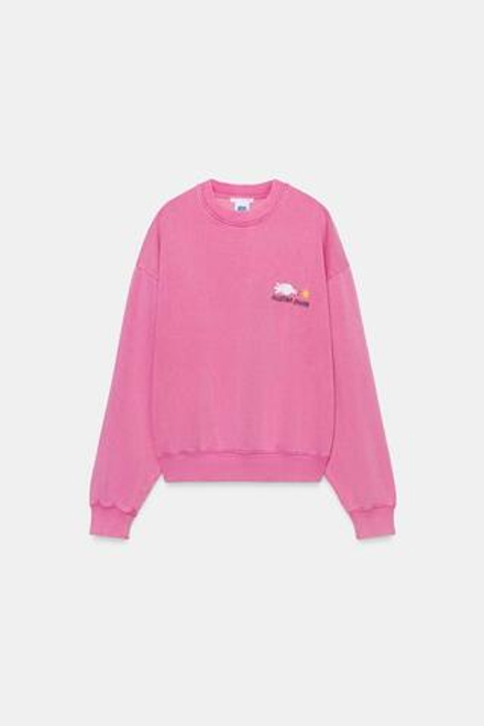 ZARA ТОЛСТОВКА OVERSIZE ИЗ ХЛОПКА С ЭФФЕКТОМ ПОТЕРТОСТИ И ПРИНТОМ AGUSTINA SHUAN, РОЗОВЫЙ