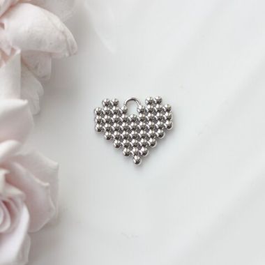 Подвеска с Сердце, 18*20 мм, родий, П929