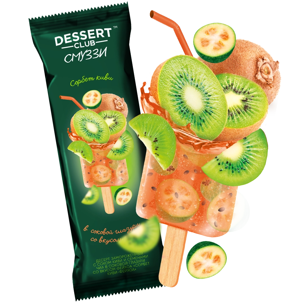 Мороженое Dessert Club Смуззи Киви-фейхоа 60 гр