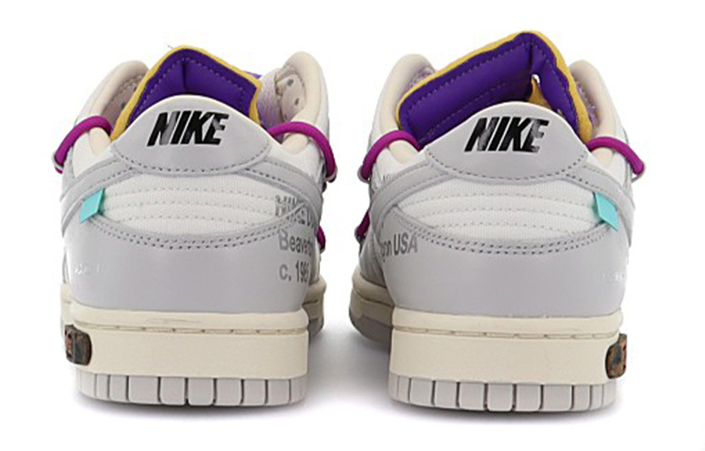 Off-White x Nike Dunk Low "The 50" NO.28 Joint Purple Laces Purple Buckle Low-Top Casual Board Shoes Grey # Gift Recommendations