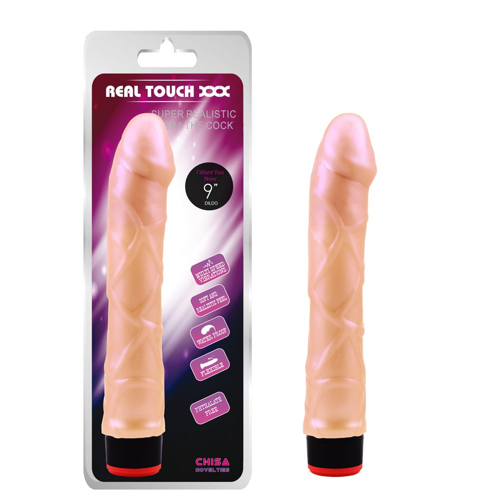 Телесный вибратор-реалистик 9” Vibe Cock - 22 см. (Цвет: телесный)