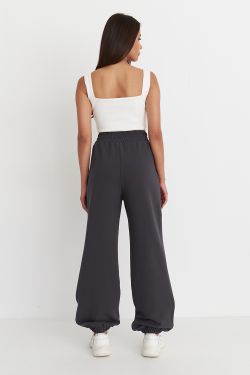 Джоггеры оверсайз из рифленого хлопка цвета антрацит