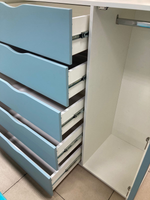 Комод 5 ящиков со штангой и дверкой МДФ белый/ниагара