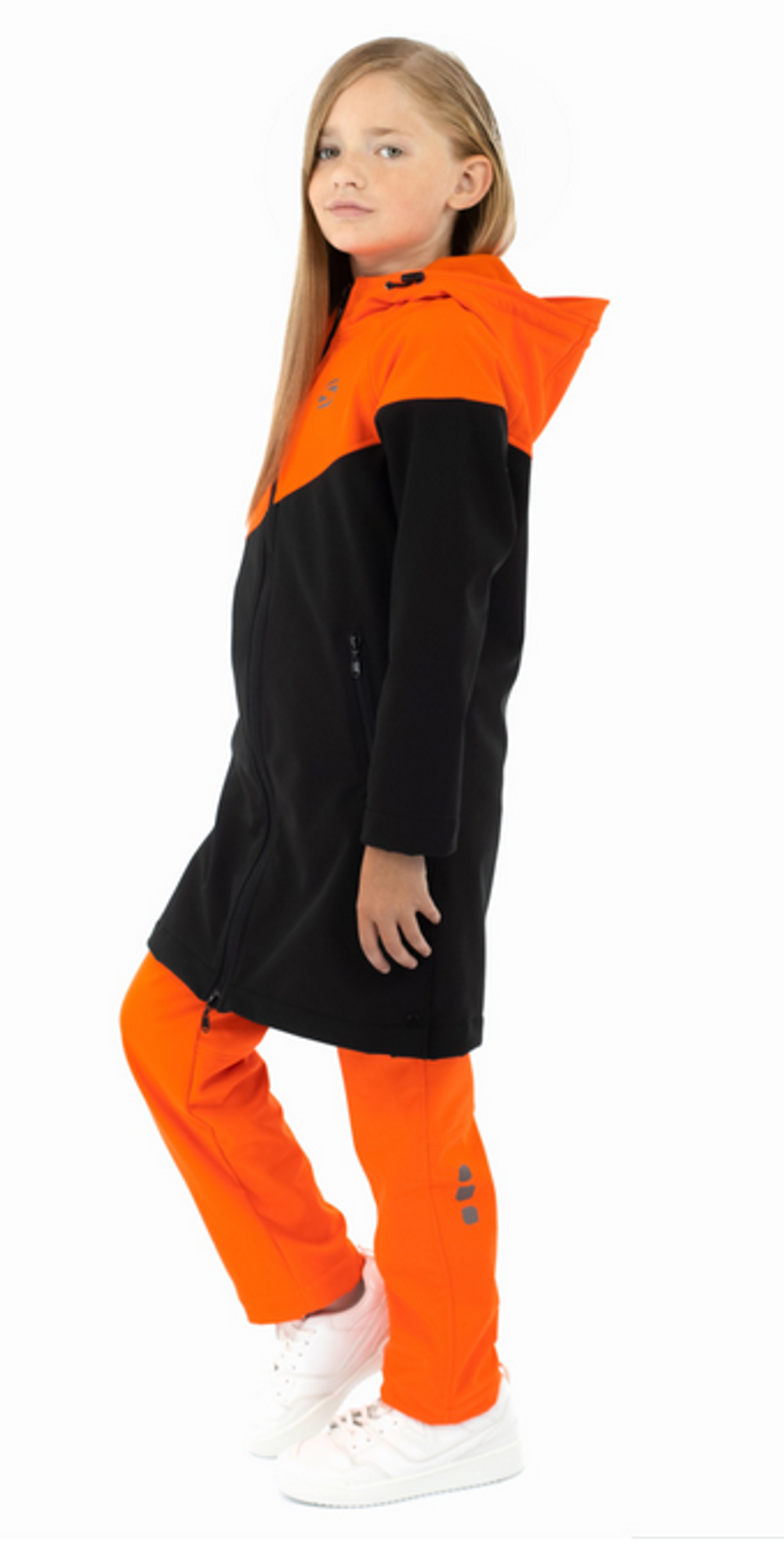Куртка для девочек Softshell р.128 оранжевый/ черный ( Smail)
