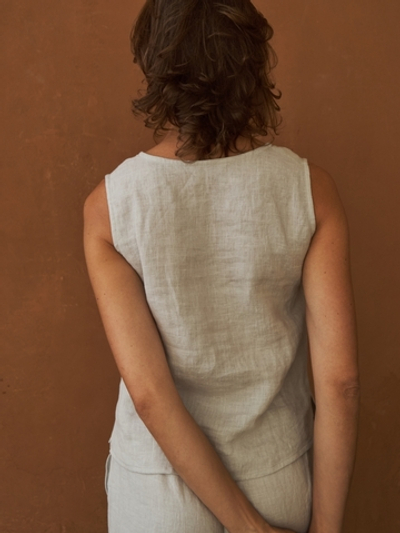 Льняной топ Алина серого цвета