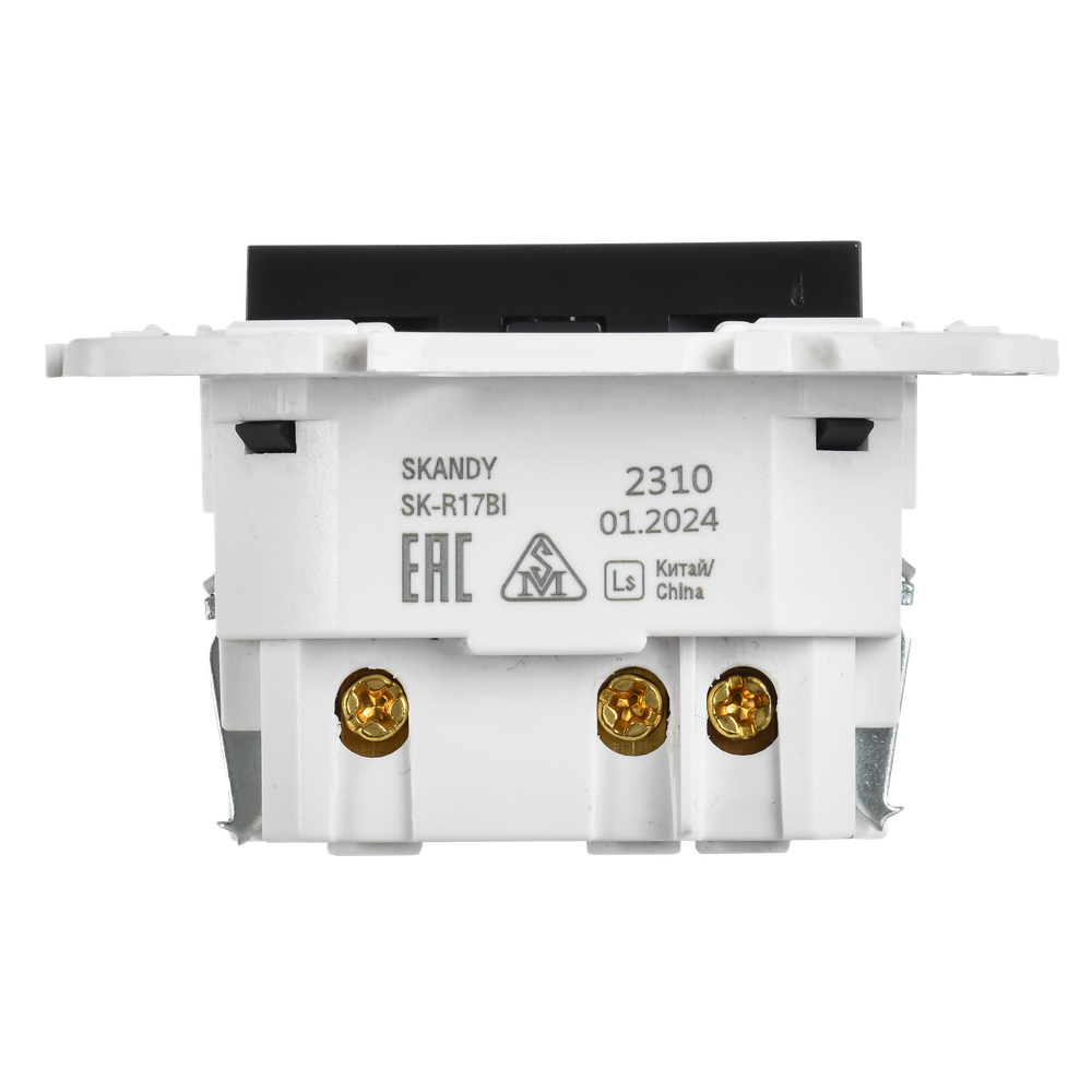 SKANDY Розетка с заземлением с защитными шторками 16А с USB C 18Вт SK-R17Bl черный IEK