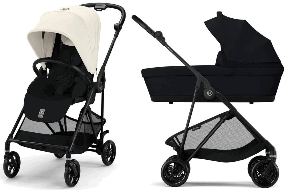 Коляска Cybex Melio Carbon 2 в 1 Canvas White/Magic Black с дождевиками