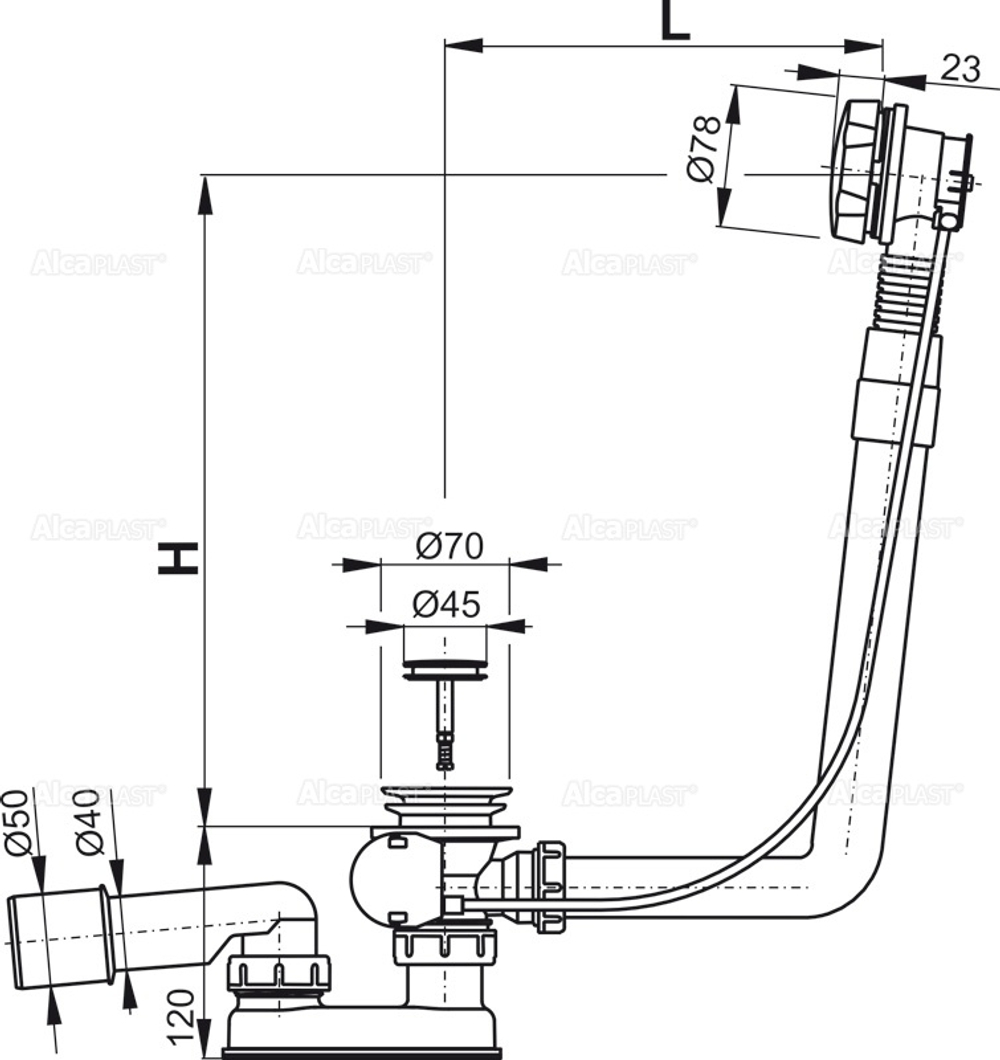 Сифон для ванны AlcaPlast A550K