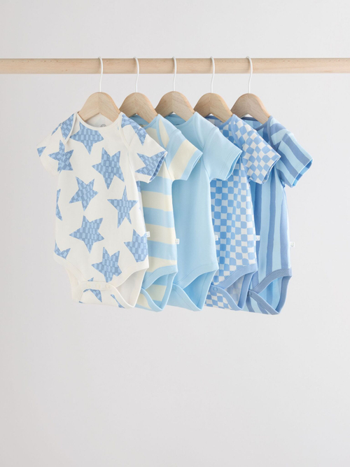 Боди с коротким рукавом для малышей Next E19-888, 5 шт., Молочный, Голубой