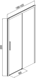AE60-N-140H200U-BT Aquanet Pleasure, дверь в нишу 1400 мм, профиль черный матовый, прозрачное стекло