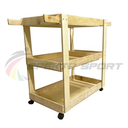 Тележка деревянная для спортинвентаря на колесах