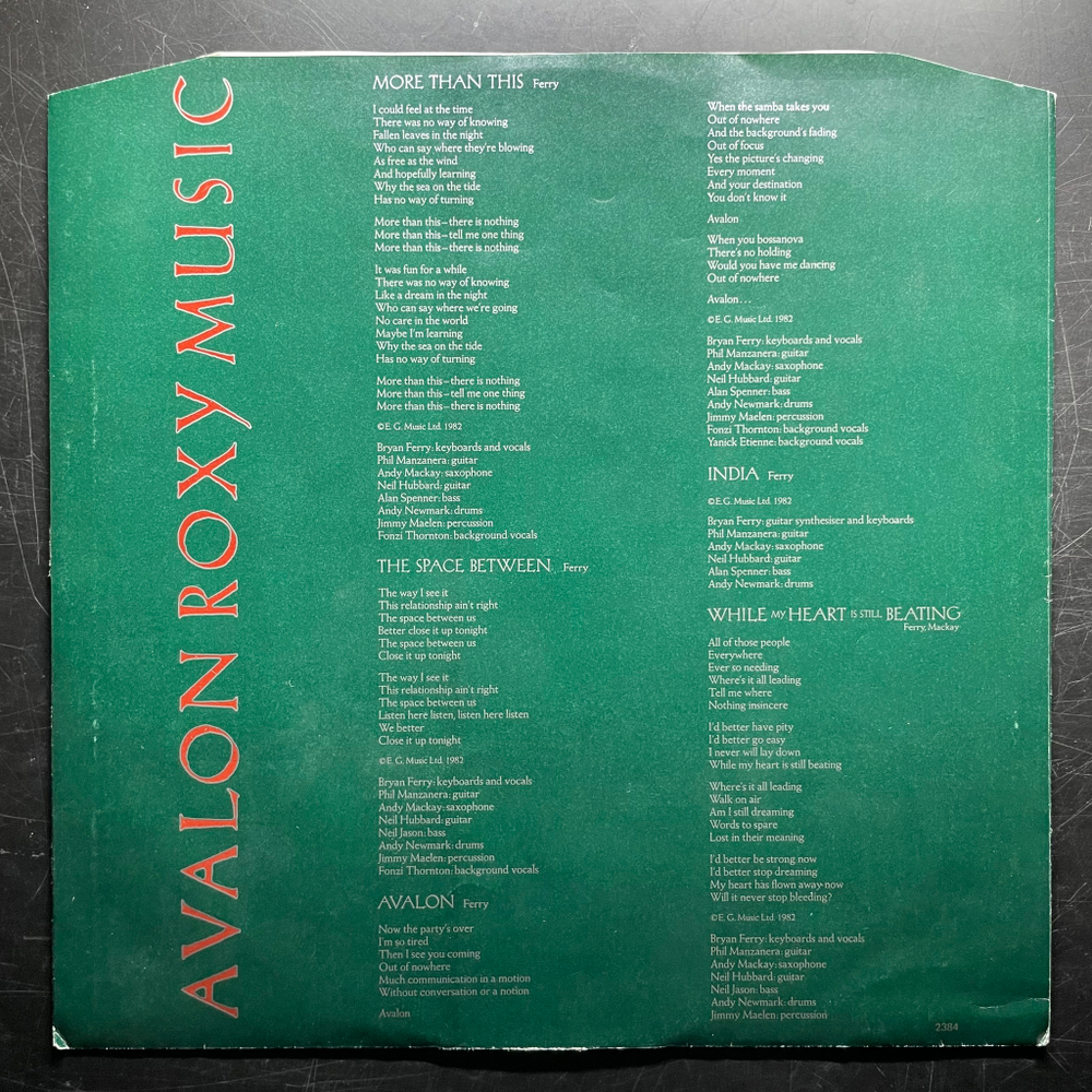 Roxy Music ‎– Avalon (Скандинавия 1982г.)