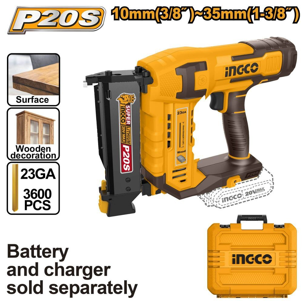 Аккумуляторный нейлер 10-35 мм 20В INGCO CBNLI3603 INDUSTRIAL/Без акб и з.у