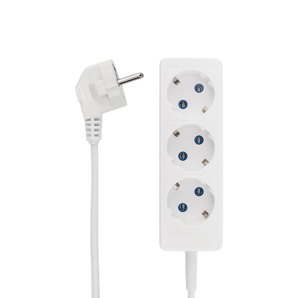 Удлинитель 3 гнезда, 3м, 3х0,75мм², с/з, белый PROconnect