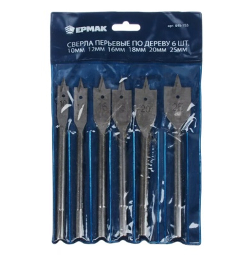 Набор перьевых сверл 6 предметов (10-25мм) Ермак