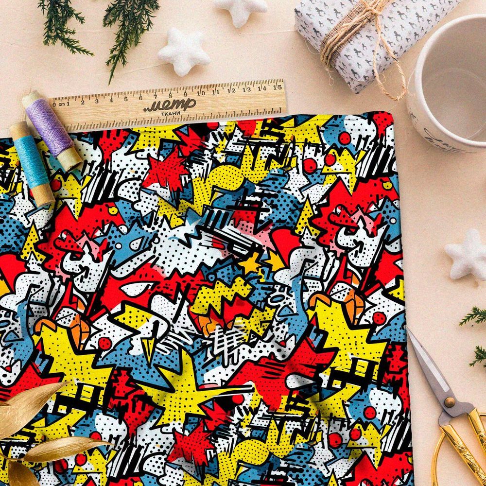 Ткань премиум шелк искусственный Армани эклектичные формы