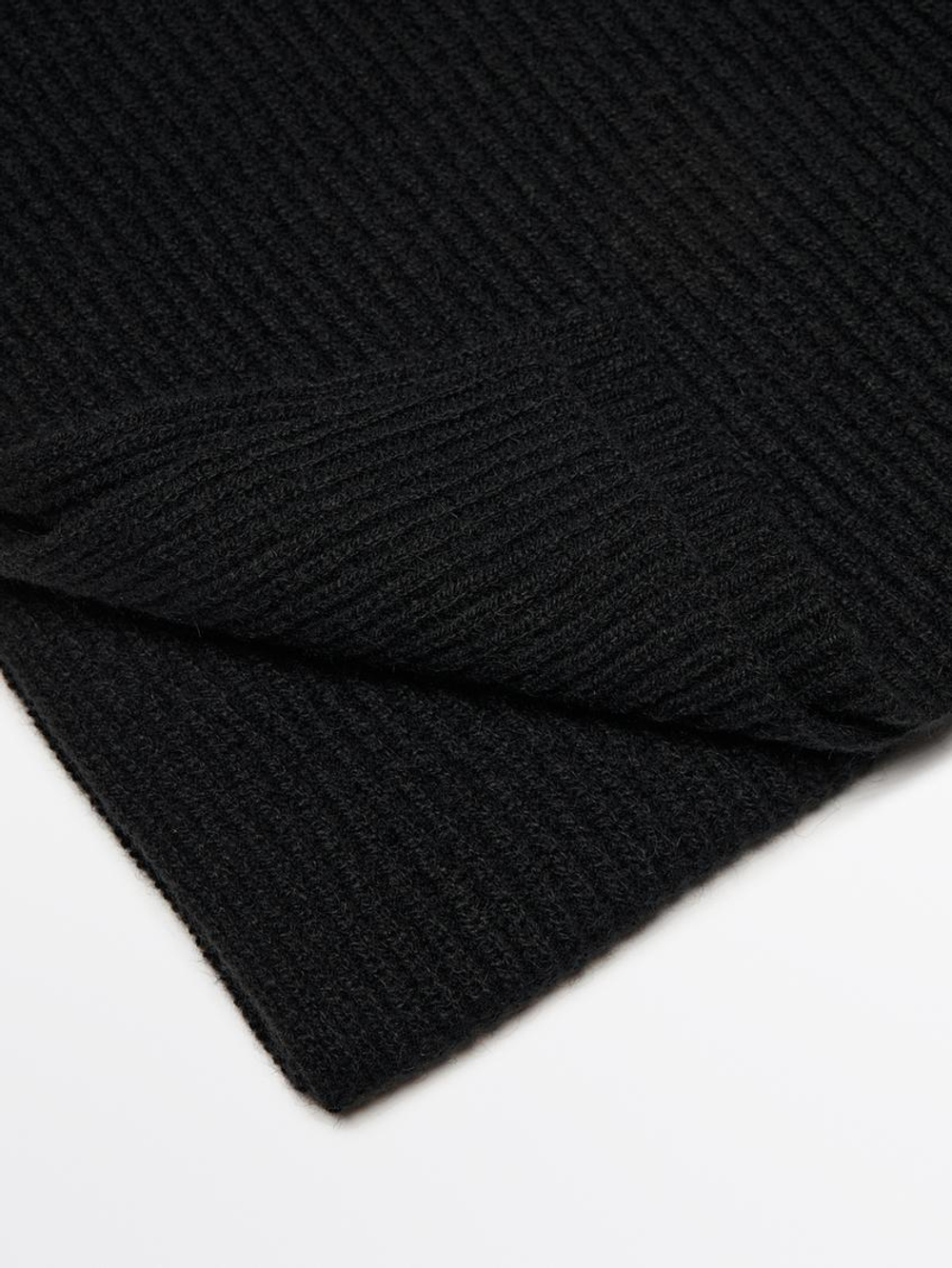 Massimo Dutti Шарф из 100% кашемира в рубчик, черный